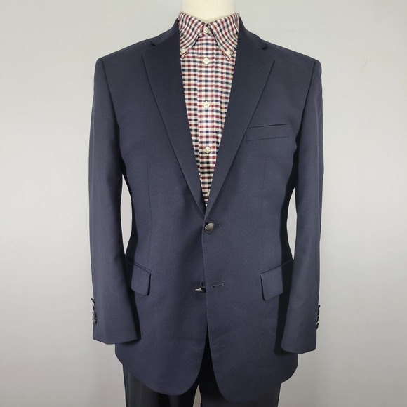 JOS A BANK Traveler Men's‎ Sport Coat Utility Blazer Two Button Navy Wool 42R